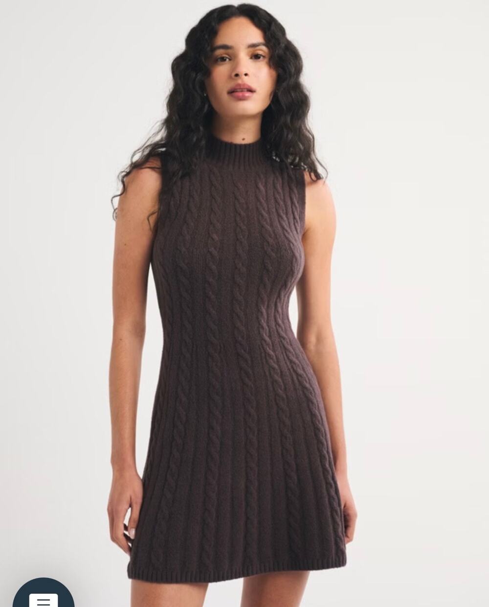 NWT Abercrombie & Fitch Chocolate Brown Mock Neck Cable Knit Fall Sweater Dress